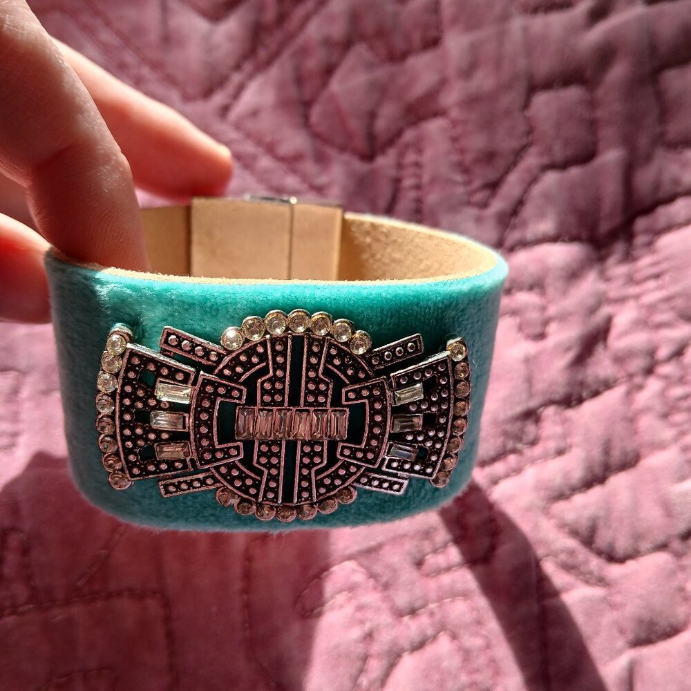 Turquoise art deco vintage style cuff bracelet